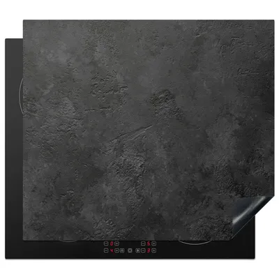 Obrázok produktu pre MuchoWow® Kryt na varnú dosku - Ochrana pred indukciou - 60x52 cm - Vinylová krycia rohož - Zväčšuje veľkosť pracovnej dosky - Kryt na sklokeramickú varnú dosku - Kuchynská dekorácia - Jednodielna - Betónová - Textúrovaná - Priemyselná - Čierna - Sivá - Jednodielna