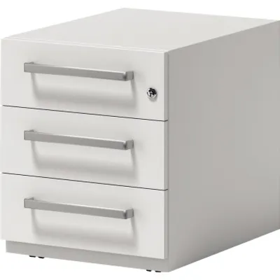 Produktbild von BISLEY Rollcontainer Note Maße: 42 x 49,5 x 56,5 cm (B x H x T) Werkstoff: Stahlblech, pulverbeschichtet Farbe: verkehrsweiß