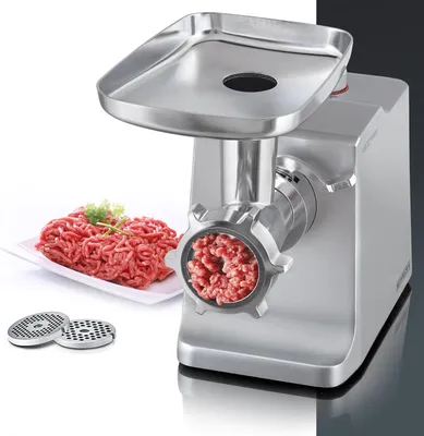 Produktbild von HEINRICHS Elektrischer Fleischwolf & Wurstmaschine inkl.3 verschiedene Hacksiebe+Kebbeaufsatz+ Wurstaufsatz+Stopfer, Leistungsstarker 1800W Motor, Profi Metallgetriebe, 2KG/pro min Fleischverarbeitung