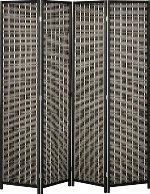 Produktbild von Raumteiler faltbar Kiefernholz Bambus Braun Schwarz Braun Schwarz