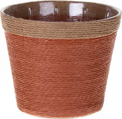 Produktbild von INNA-Glas Blumenkorb NERIONKO, Terracotta-beige, 16 cm, Ø 19 cm - Pflanzkorb/Deko Topf