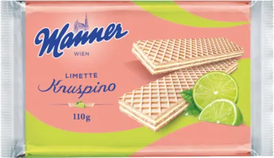 Image de Manner Knuspino gaufres croustillantes fourrées à la crème de citron vert 110g