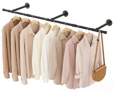 Wand-Kleiderstange 150 cm, industriell, schwarz, 1 Stück
