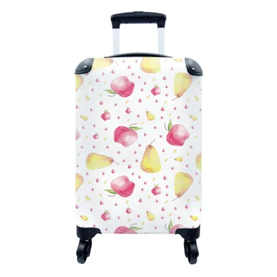 Produktbild von MuchoWow® Koffer Handgepäck Trolley Rollkoffer Kleine Reisekoffer mit 4 Rollen - Obst - Aquarell - Muster - Cabin Size < 55x40x23 cm & 55x40x20 cm - Fotokoffer - Kabinenkoffer - Boardgepäck - Reise-Box - Reisekoffer - Reisegepäck - Koffer mit Bild - Trolley für Kinder