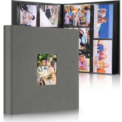 Produktbild von Großes Fotoalbum Einsteckalbum für 600 Fotos 10x15 cm Leinenbindung Dunkelgrau