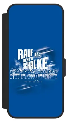 Produktbild von NIVOCASE Klapphülle für Samsung Galaxy A57 5G  Handyhülle aus Kunst Leder NIVOflip schwarz Aufstieg FC Schalke 04 Offizielles Lizenzprodukt