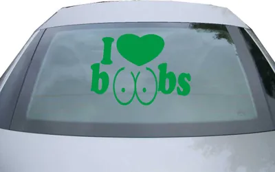 Produktbild von Indigos UG - Aufkleber Heckscheibe & Motorklappe DE6071 - grün - 600x428 mm - i love boobs - Auto Scheiben Fenster Heckklappe Tuning Racing JDM - Die cut