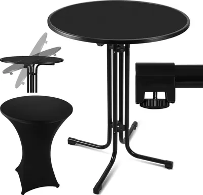 Produktbild von Aopunly Stehtisch Klappbar Ø 80 cm Bistrotisch Partytisch Rund Schwarz Klapptisch, Outdoor