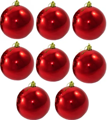Produktbild von 8 x Weihnachtskugeln aus Kunststoff für den Außenbereich rot - Ø 12 cm - wetterfest und frostsicher Große Christbaumkugeln - Weihnachtsbaumkugeln