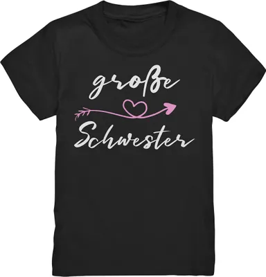 Produktbild von Große Schwester T-Shirt Herz Große Schwester Geschenk – Black / 110/116 (5-6)