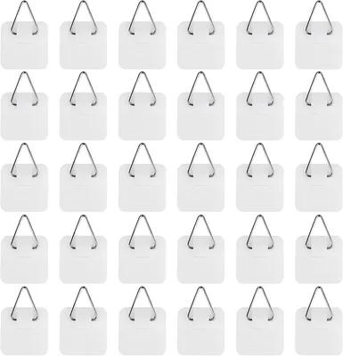 Produktbild von 30 kleine quadratische Klebehaken, 5 kg Tragkraft, kein Werkzeug erforderlich, für Fotos/Bilderrahmen.