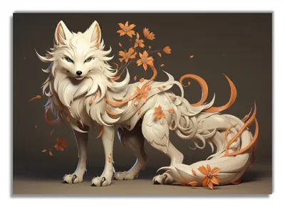 Produktbild von Wallario Poster - Magischer Fuchs mit floralen Details, Kunstdruck Größe: 70 x 100 cm