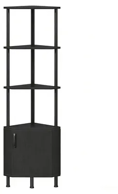 Immagine prodotto di Mobile angolare con ripiani - 5 ripiani - Illuminazione a LED - Design estraibile - Con cassetti - Acciaio - Nero