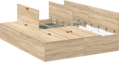 Zdjęcie produktu dla vidaXL Rama łóżka z szafką do przechowywania dąb sonoma 150 x 200 cm