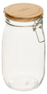 Produktbild von Vorratsglas Holzdeckel 1.5 Liter Five® - Transparent & Holz - Luftdicht | Mit Deckel