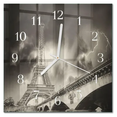 Produktbild von Tulup Glasuhr Wanduhr Küchenuhr Echt-Glas 30x30 cm Modern Dekorativ Geräuschlos Weiße Zeiger - Paris