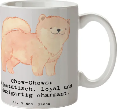 Produktbild von Mr. & Mrs. Panda Kaffeetasse Chow-Chow Charme - Grau Pastell - Geschenk, Hunderassen Pflege, von Chow-Chows, Hund, Tasse, Kaffeebecher, Geschenktasse, stolz, Beschreibung