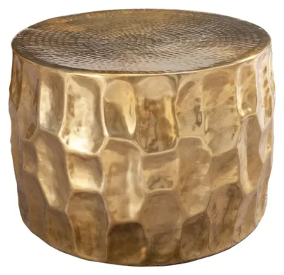 Image de Table basse TRIANE dorée 55 cm – Aluminium martelé design sculpté