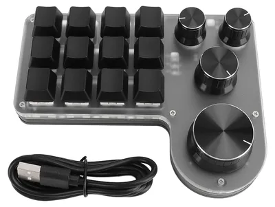 Produktbild von Mechanische USB-Makro-Gaming-Tastatur, 12 Tasten, 4 Knöpfe, kabellos, Bluetooth, kabelgebunden, programmierbar, Hot-Swap-fähig, roter Schalter