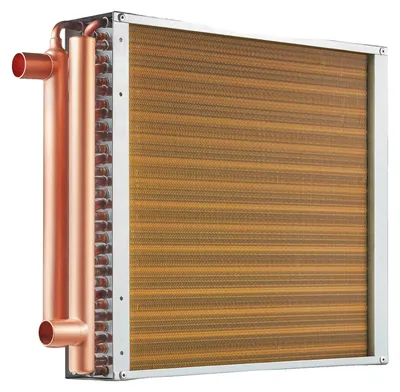 Obrázok produktu pre VEVOR výmenník tepla voda-vzduch, 40,64 x 40,64 cm s 3-radovými medenými prípojkami 9,53 mm, 193 hliníkových rebier Výmenník tepla pre krbové kachle, vykurovanie a chladenie v obytných priestoroch a teplovzdušné vykurovanie