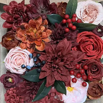 Kunstblumen Rosen Set dunkelrot für Hochzeit & Deko