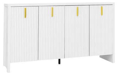 Image de Buffet blanc design ondulé avec poignées dorées 140x38x80cm