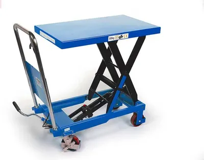 Produktbild von HBM fahrbarer Arbeitstisch / Hubtisch 500 kg, blau