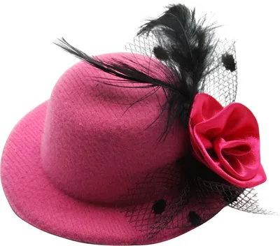 Produktbild von Haarklammer Hut & Feder - Haarspange - Haarclip - mittelgroß - pink