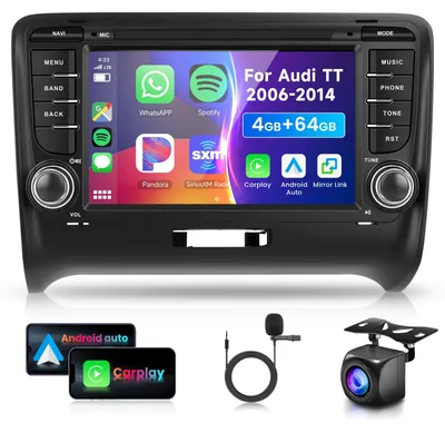 Image de Autoradio Bluetooth 7 pouces 4G/64 Go avec CarPlay et Android Auto, compatible avec les modèles Audi TT de 2006 à 2014