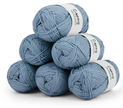 Image de Fil à crocheter en coton, 6 pelotes de 50g, couleur gris-bleu, 100% coton, épaisseur 1,5 mm