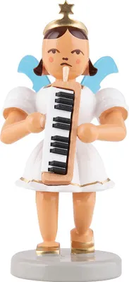 Produktbild von Kurzrockengel mit Melodika, farbig (6,6cm) von Blank Kunsthandwerk