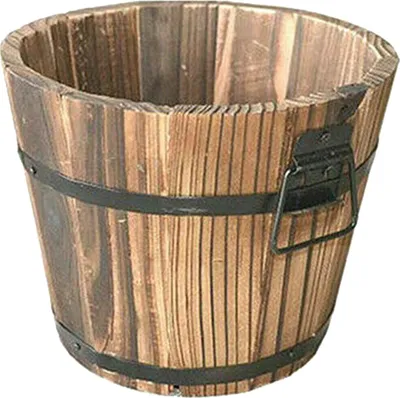 Produktbild von Massivholz Blumentopf Vintage Holzfass Portable Garten Container