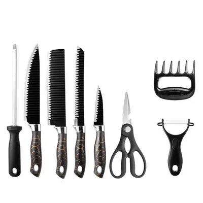 Produktbild von Messer-Set Messerset Küchenmesser Set 8-tlg mit Ergonomischen Griff Scharfe Messer Set aus Hochwertigem Carbon Edelstahl mit Kochmesser