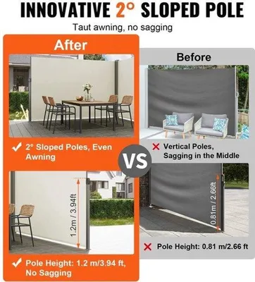 Zdjęcie produktu dla Osłona przeciwwiatrowa do ogrodu – składana – 200 x 300 cm – wodoodporny poliester – ochrona UV 30+ – osłona zapewniająca prywatność do użytku zewnętrznego