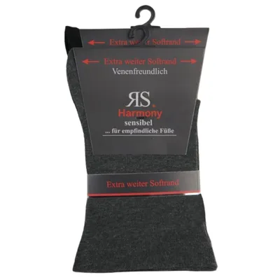 Produktbild von RS Harmony extra weite Socken ohne Gummi Schwarz und Anthrazit 2 Paar Gr. 47-50