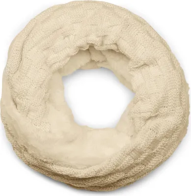 Produktbild von styleBREAKER warmer Feinstrick Loop Schal mit Flecht Muster und sehr weichem Fleece Innenfutter, Schlauchschal, Uni 01018150