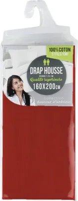 Image de Draps Housse - PROMO LINGE - NOA - Coton - 190x140cm - rouge
