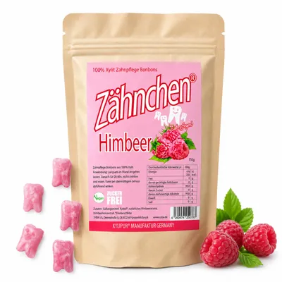 Produktbild von Xylitol Zähnchen® Himbeere 150g - Vorteilspack