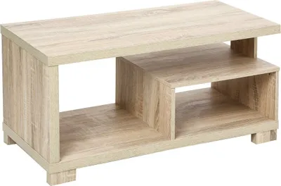 Zdjęcie produktu dla Drewniany stolik z półkami, wszechstronny mebel do nowoczesnego salonu