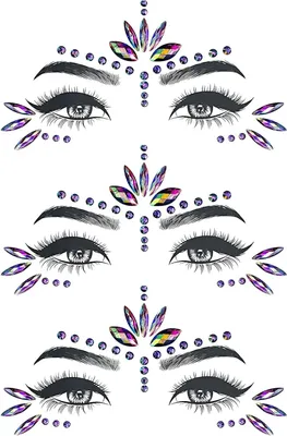 Productafbeelding van Gezichtstatoeages Kristallen - Glimmer Steentjes - Feestelijke Make-up - Eenvoudig Aan te Brengen - 3 stuks - Paars