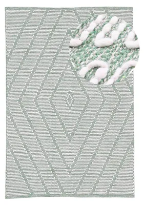 Produktbild von Baumwollteppich Kelim Durry robuster Flachgewebe-Teppich Grün 120x170 cm für Wohnzimmer, Schlafzimmer & Kinderzimmer