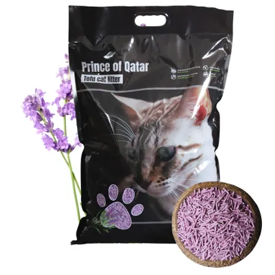 Produktbild von Cat Litter Prince of Qatar Lavendel | Tofu Katzenstreu (12l = 5kg) | Umweltfreundlich & Biologisch Abbaubar | Klumpend