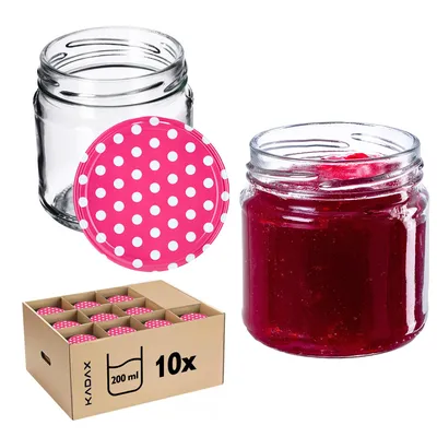 Immagine prodotto di KADAX vasetti per conserve con coperchio "Lerma", vasetti per conserve, 200 ml, piselli rosa, 10 pezzi