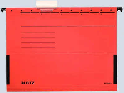 Immagine prodotto di Leitz 1986-00-25 Borsa appendibile ALPHA® - con rane sul lato, cartone riciclato, rosso