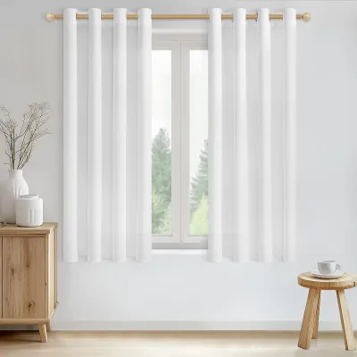 Imagen del producto de Omgoods - Cortinas blancas semitransparentes con ojales - Juego de 2 para salón y dormitorio