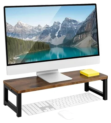 Produktbild von Ergonomischer Holzmonitorständer mit Ablagefach für Schreibtisch