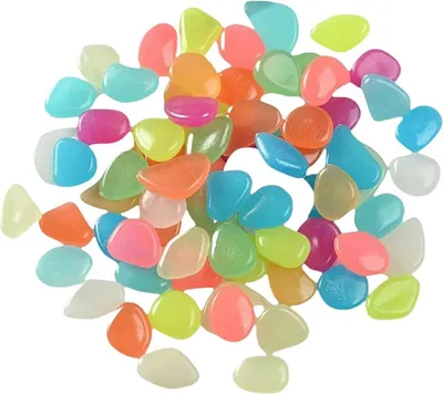 Produktbild von 200 Stück Leuchtsteine, bunte fluoreszierende Kieselsteine für Gartendekoration, Aquarium, Kinderzimmer (gemischte Farben)