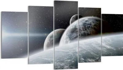 Produktbild von Bild auf Leinwand - Leinwandbild - Planeten Kosmos Sterne - 160x85cm - Wand Bild - Wanddeko - Leinwanddruck - Bilder - Kunstdruck - Wanddekoration - Leinwand bilder - Wandkunst - EA160x85-2327