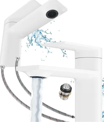 Produktbild von Granitan - Waschtischarmatur - Badarmatur Höhe 14,7 cm - Wasserhahn Weiß - Messing - CABO