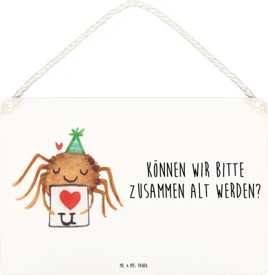 Produktbild von Mr. & Mrs. Panda Schild Spinne Agathe Brief DIN A5 - Weiß - Geschenk, Ich Liebe Dich, Treuetest, Liebespaar, kleine aufmerksamkeit, Türschild, wandhänger, Heiratsantrag